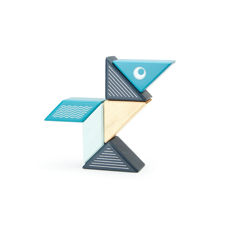 Tegu Travel Pals - Whale  Magnetic Wooden Blocks  6 pieces - Image 2
