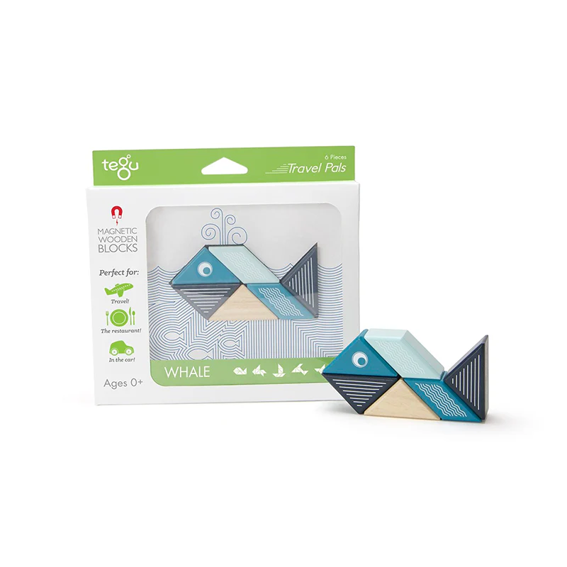 Tegu Travel Pals - Whale  Magnetic Wooden Blocks  6 pieces - Image 6