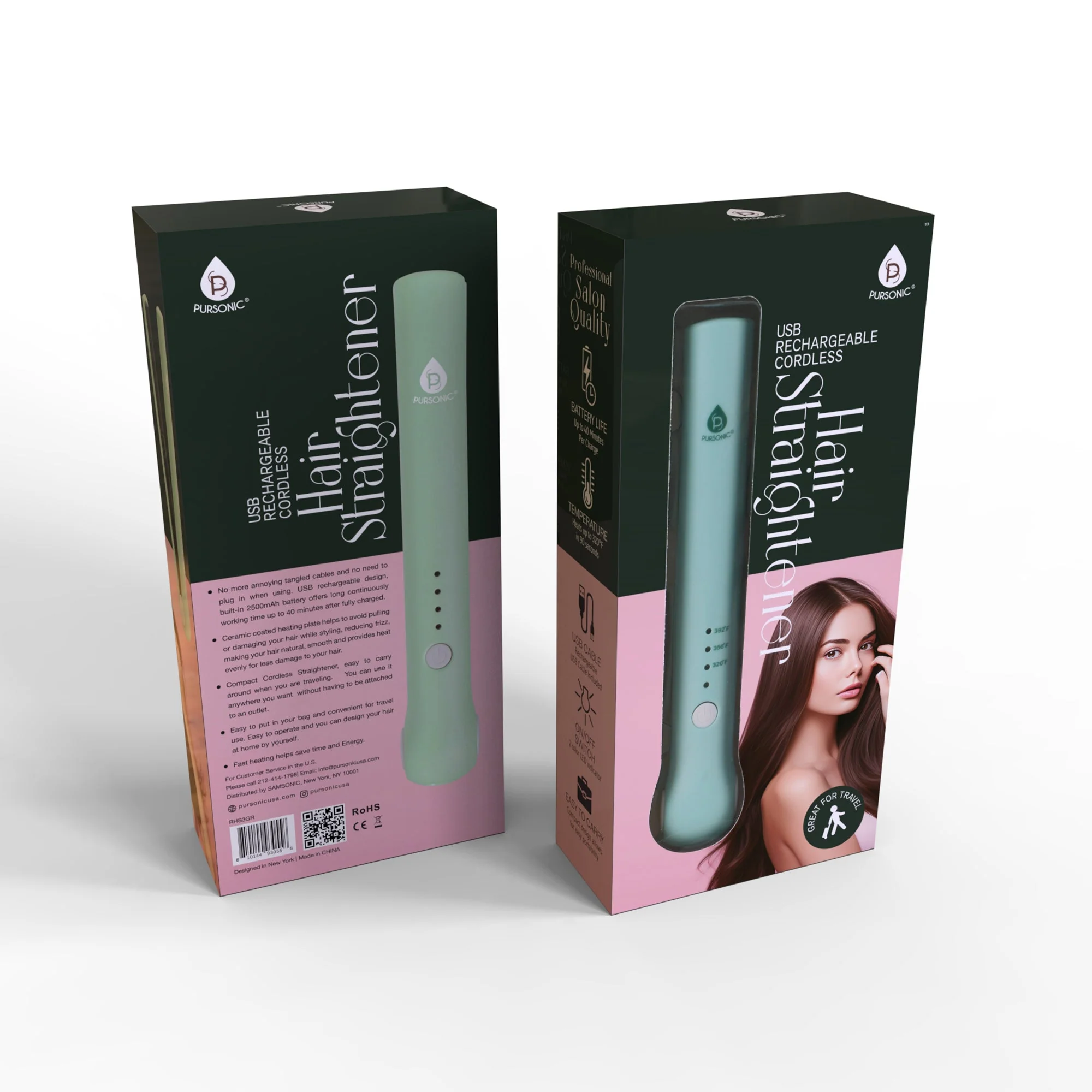 Pursonic USB Rechargeable Cordless Hair Straightener