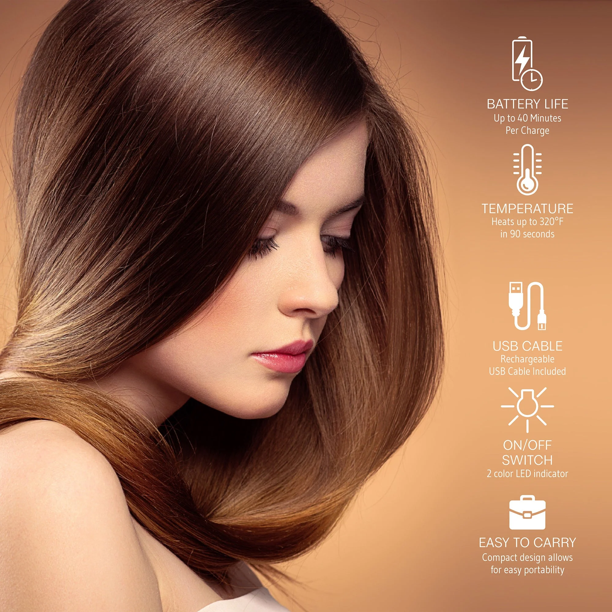 Pursonic USB Rechargeable Cordless Hair Straightener - Image 2
