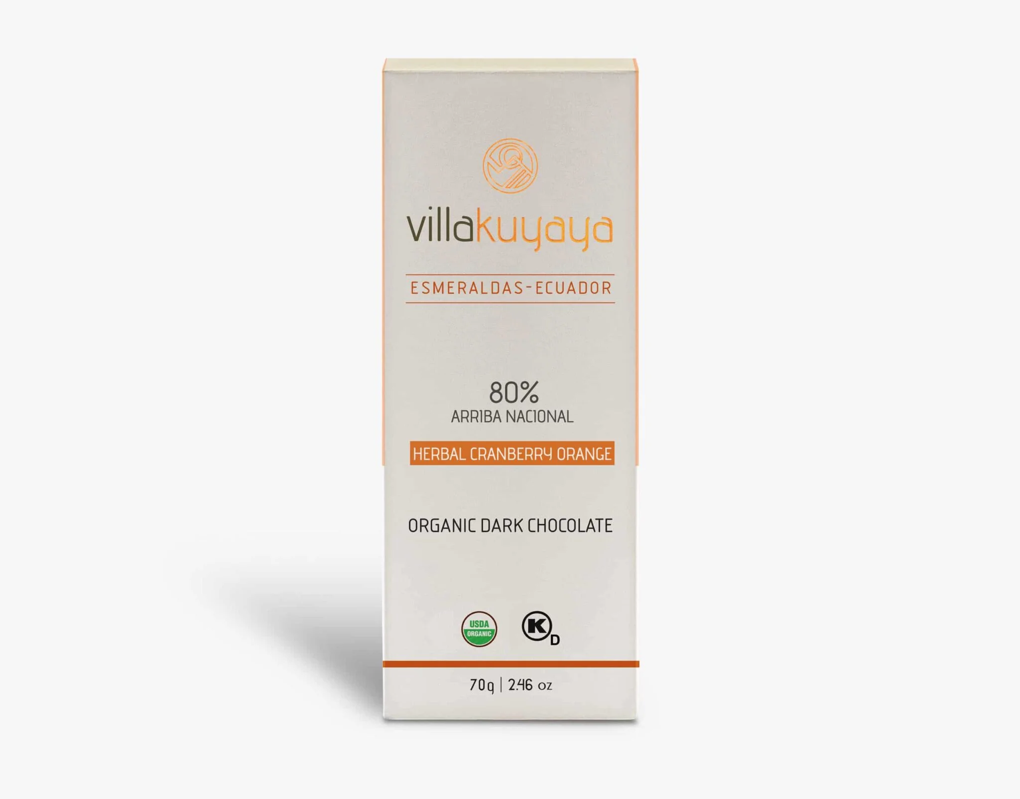 Villakuyaya Organic Dark Chocolate HERBAL CRANBERRY ORANGE 80% (10 Pack)