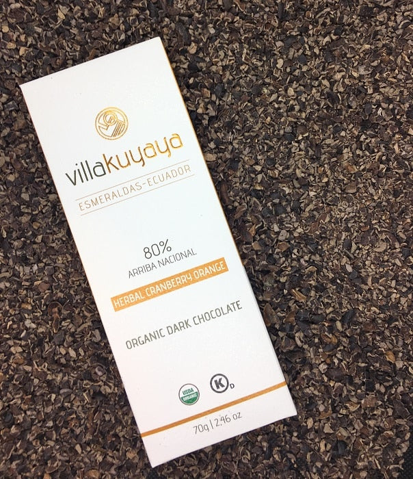 Villakuyaya Organic Dark Chocolate HERBAL CRANBERRY ORANGE 80% (10 Pack) - Image 2