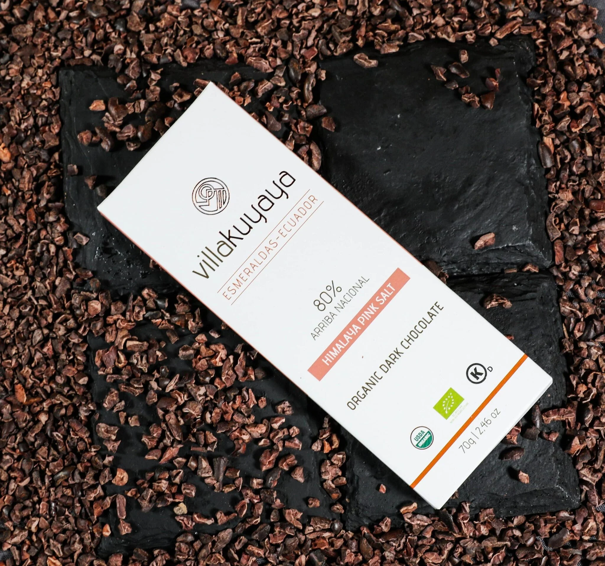 Villakuyaya Organic Dark Chocolate HIMALAYAN PINK SALT 80% (10 Pack) - Image 2