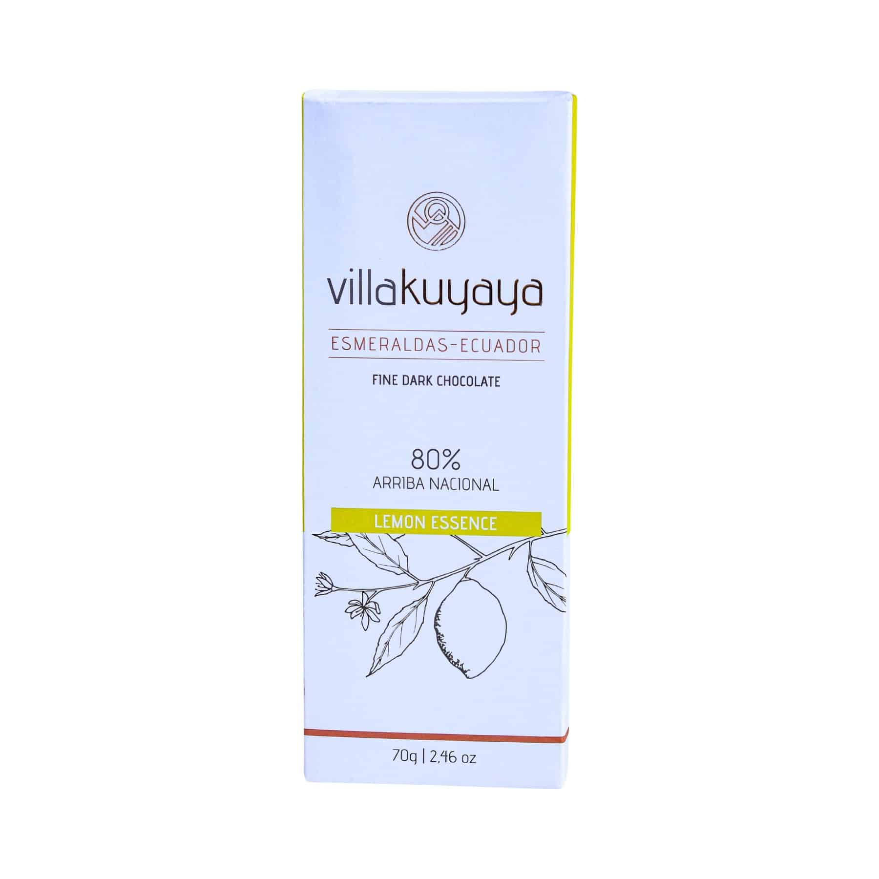 Villakuyaya Organic Dark Chocolate LEMON ESSENCE 80% (10 Pack)