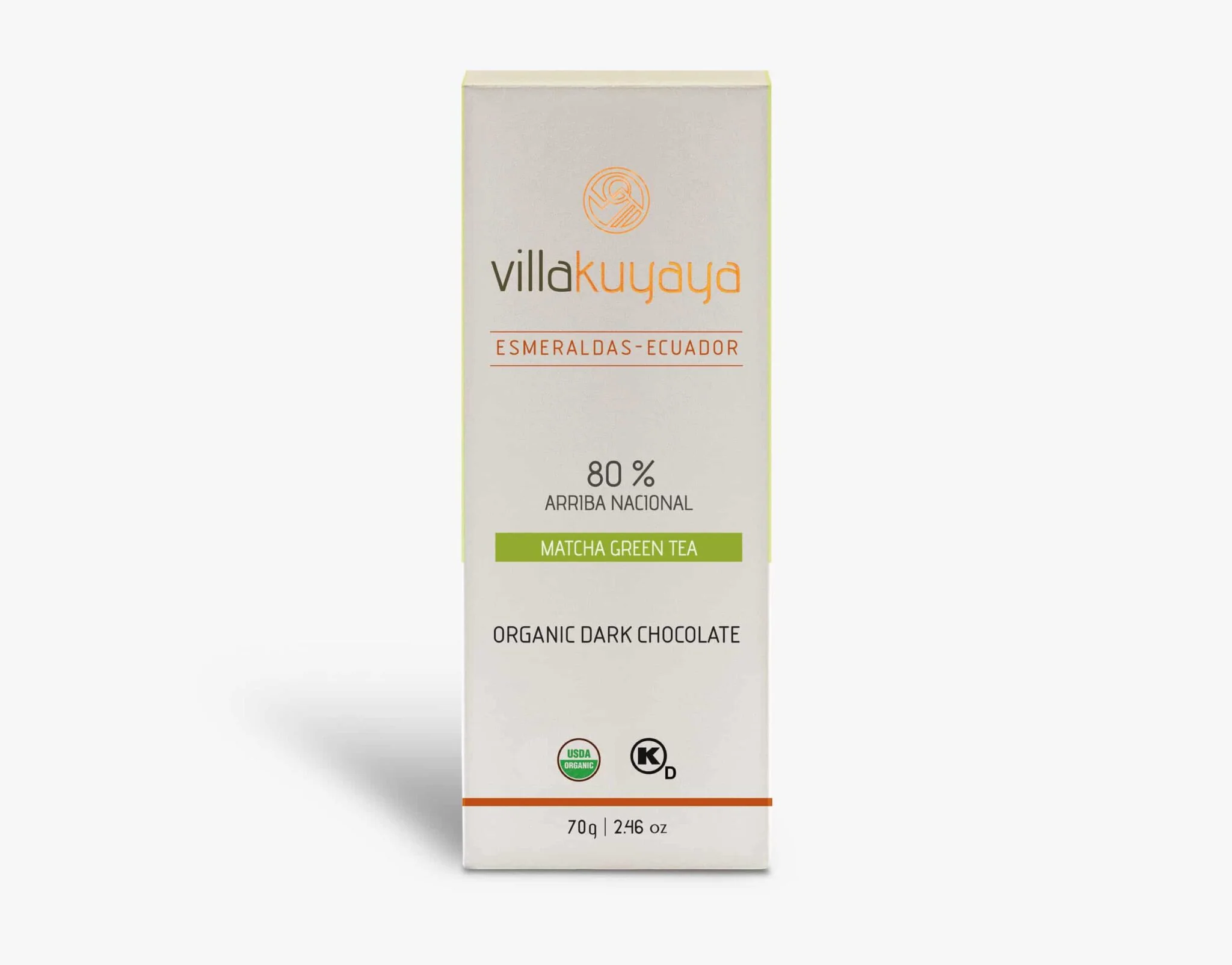 Villakuyaya Organic Dark Chocolate MATCHA GREEN TEA 80% (10 Pack)
