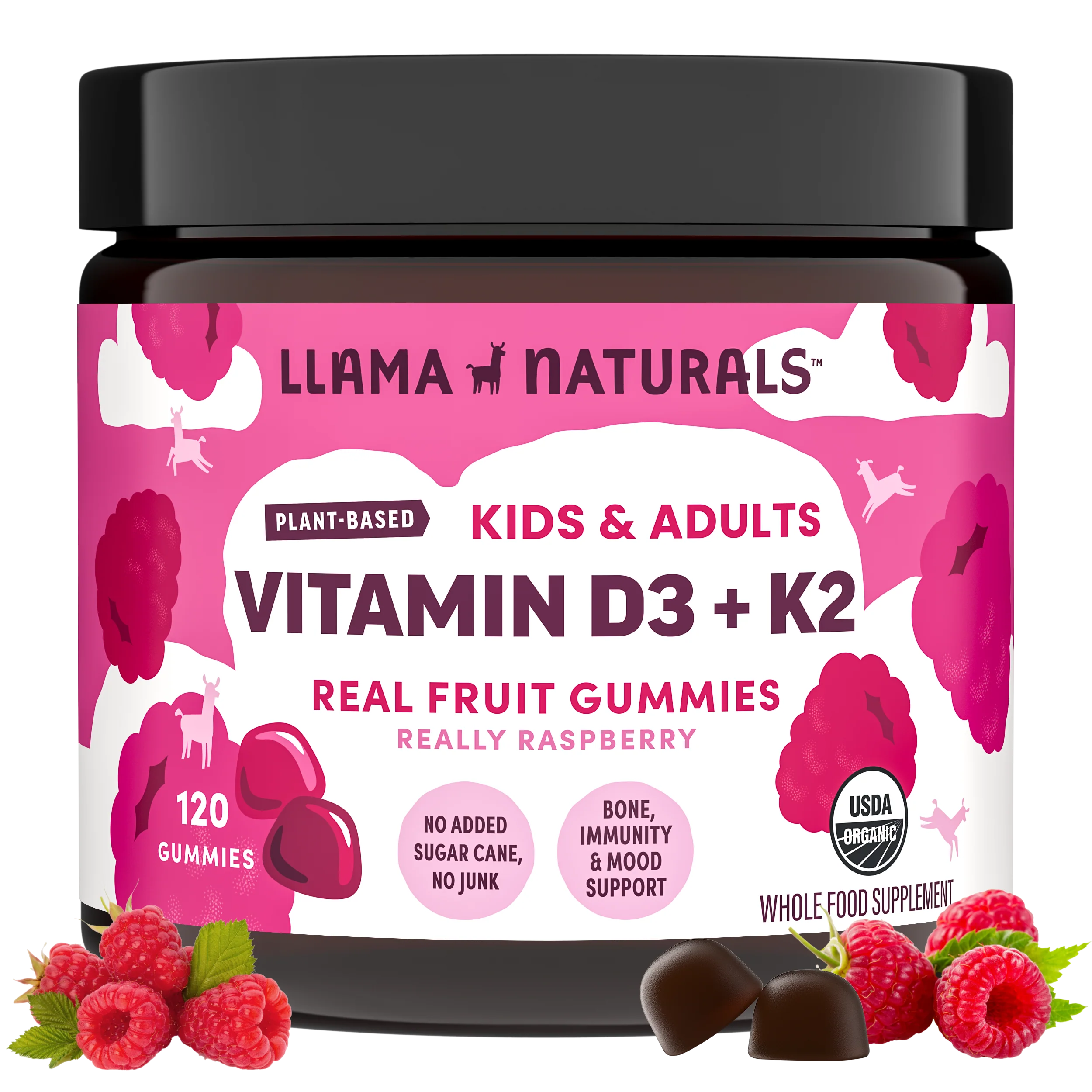 Llama Naturals Vitamin D3 Gummies, Raspberry (120 ct)