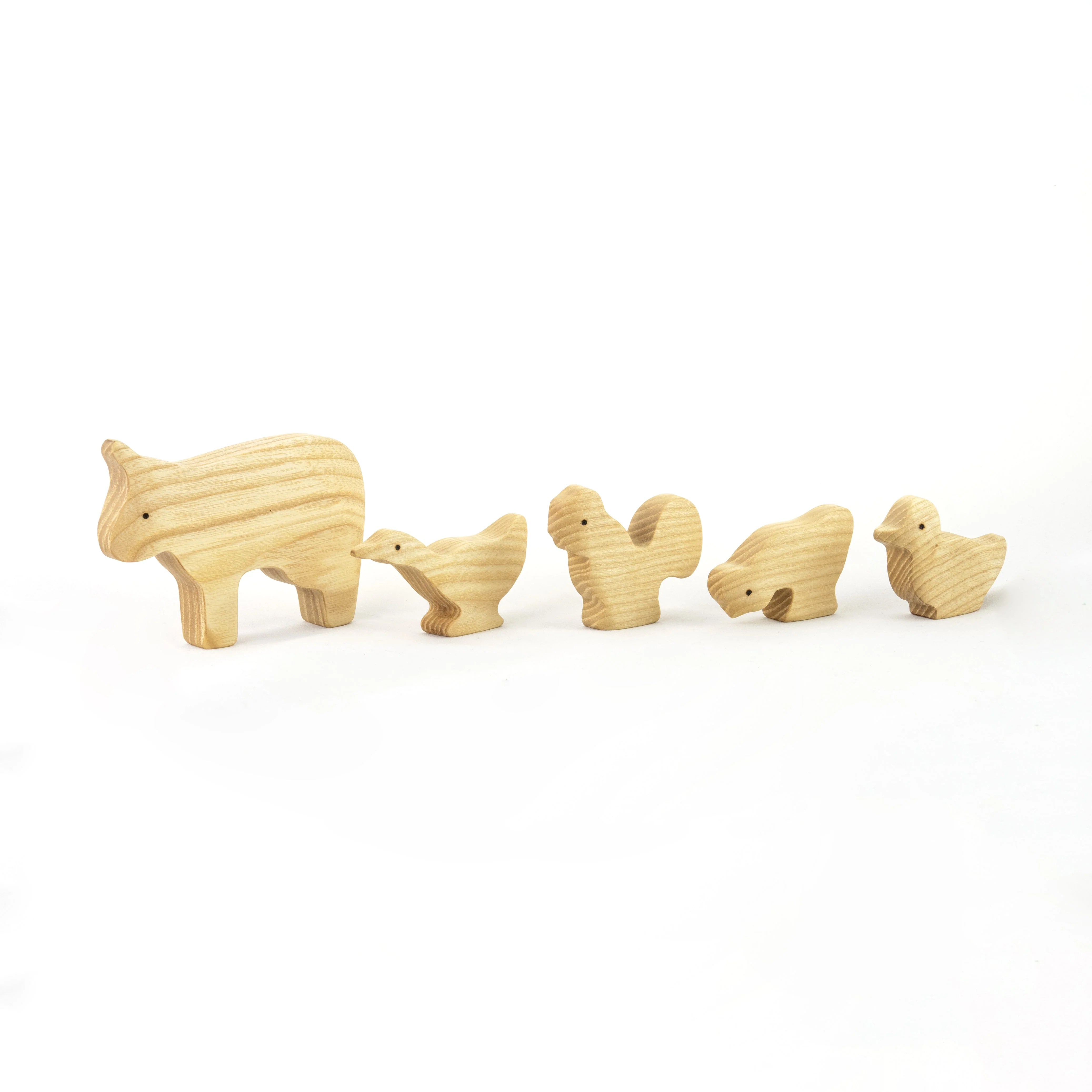 PoppyBabyCo Waldorf Wooden Natural Farm Animals Set - 11 pieces - Image 2