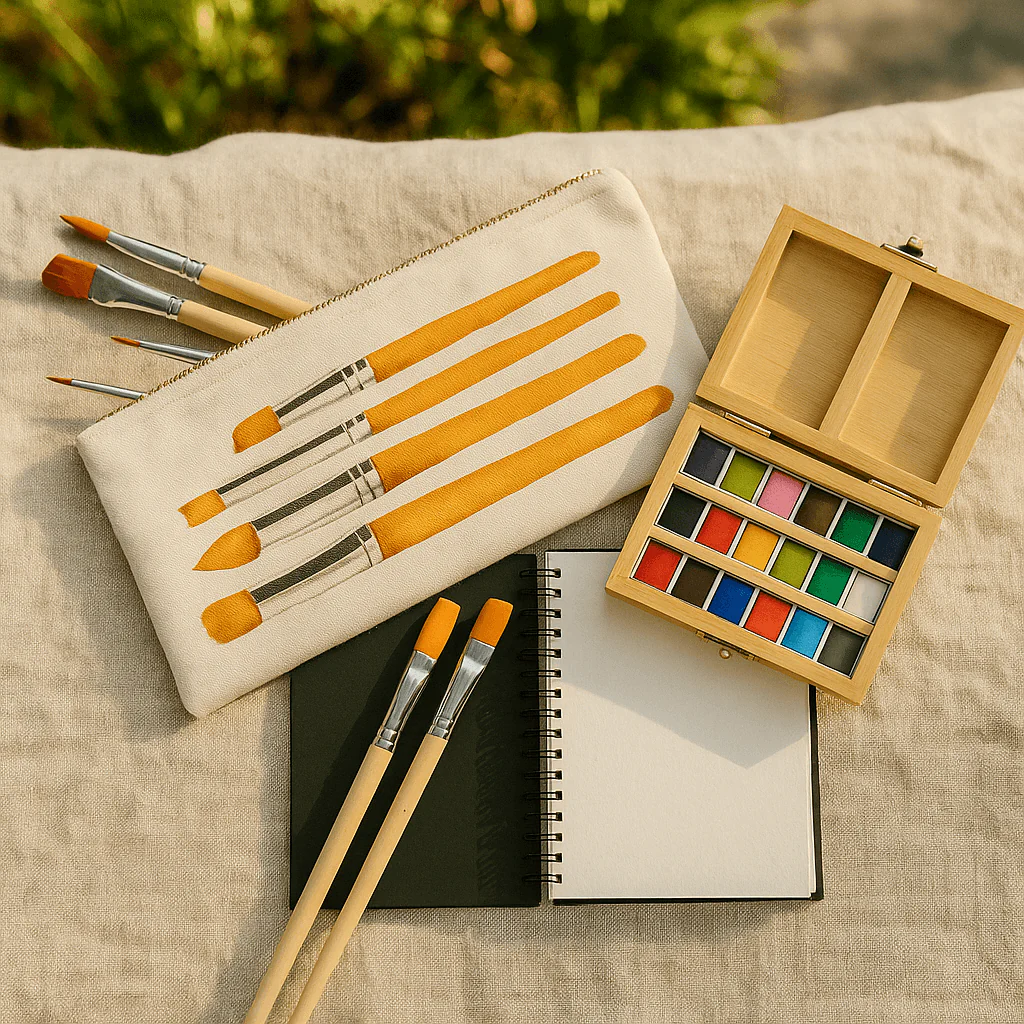 Elseware Unplug Watercolor Travel Set | Bamboo Case, Brushes, & Paper Pad - Image 2