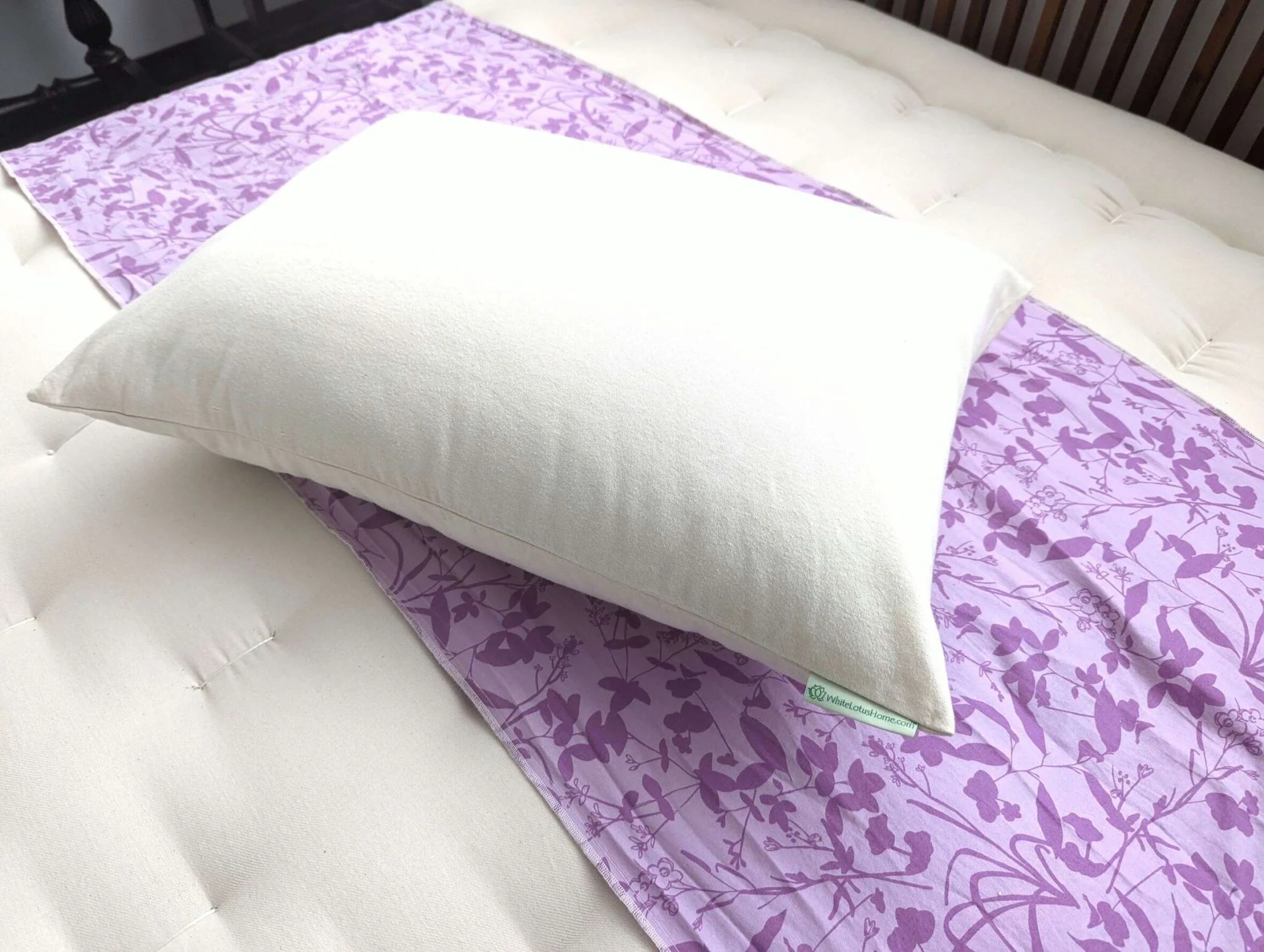White Lotus Waterproof Organic Cotton Pillow Protector