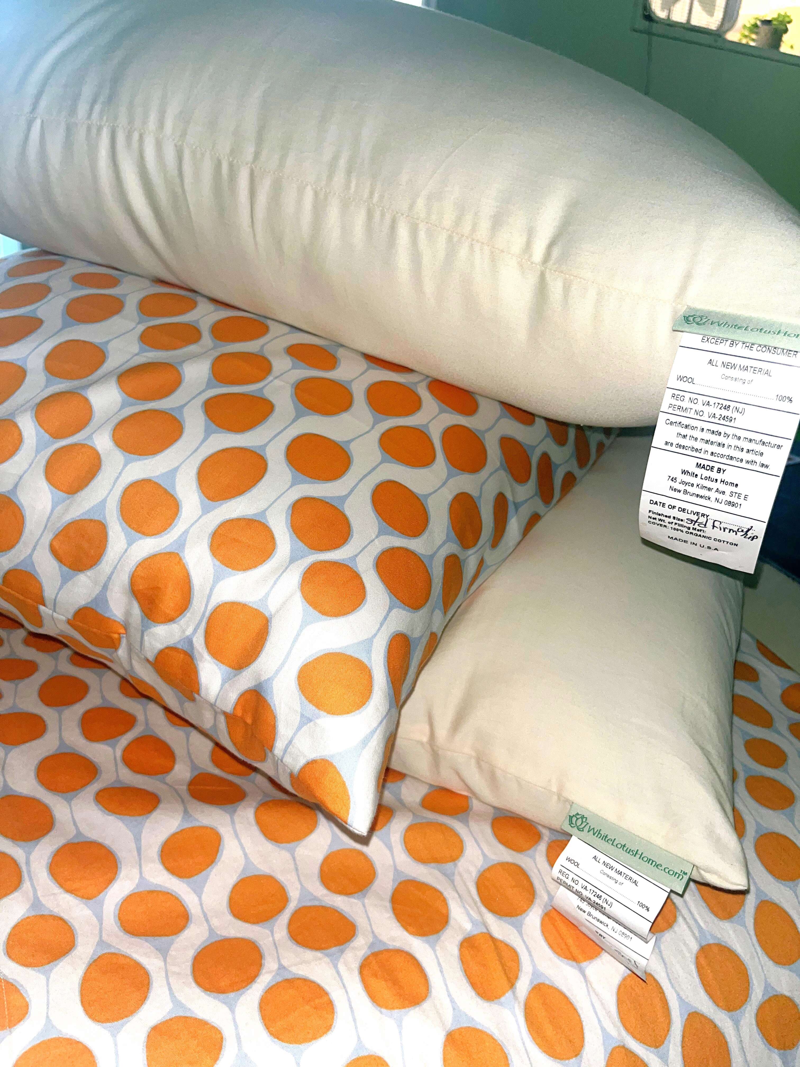 White Lotus Wool Sleep Pillows in Organic Cotton Casing