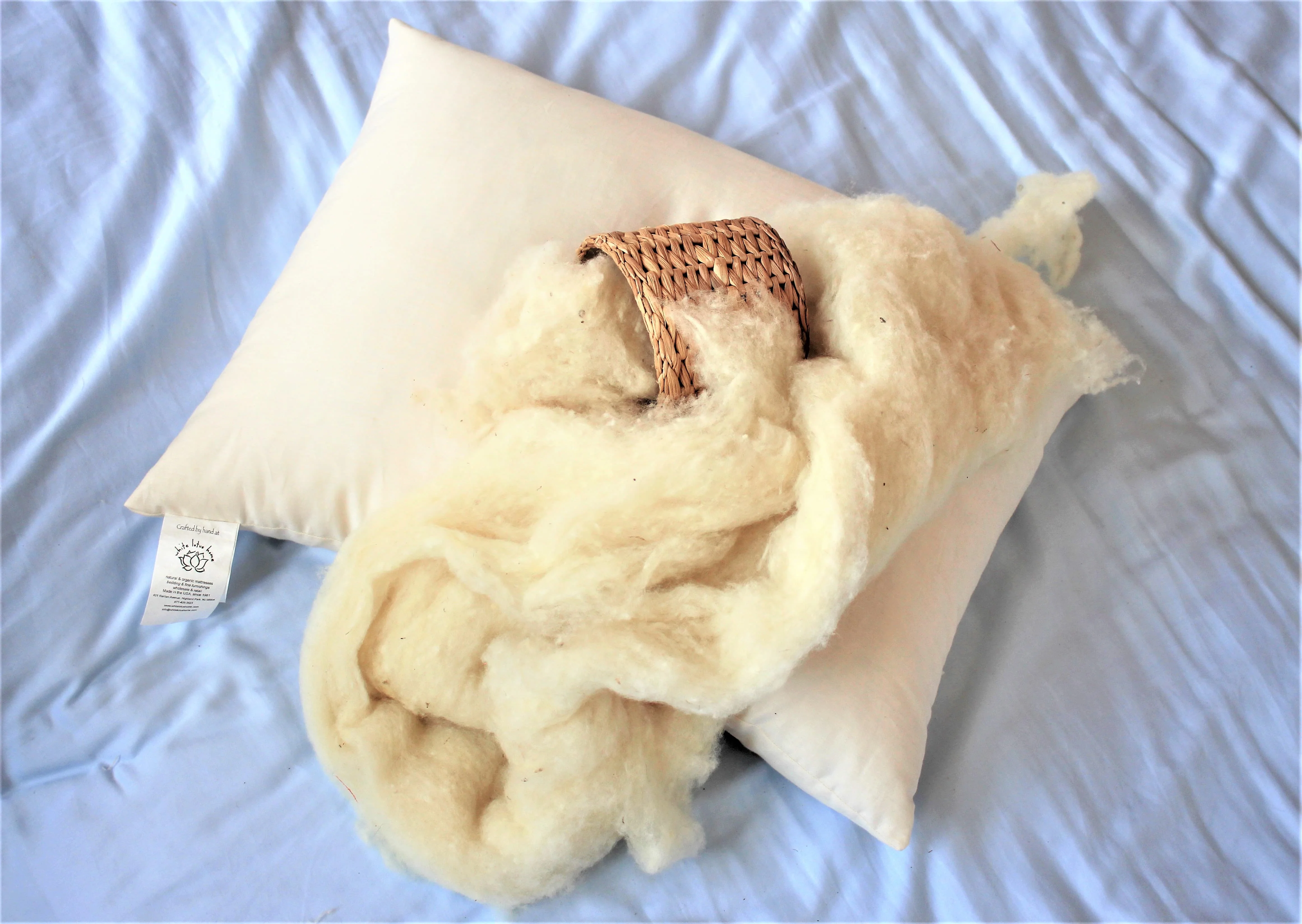 White Lotus Wool Sleep Pillows in Organic Cotton Casing - Image 5