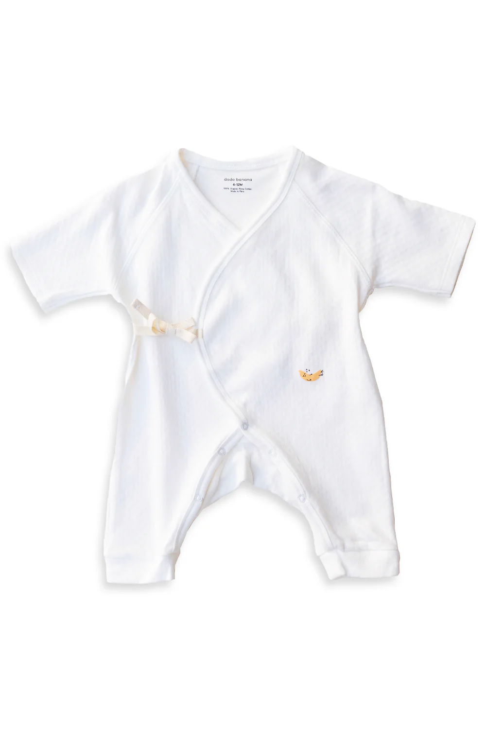 Dodo Banana White Pointelle Baby Kimono Onesie - Image 2