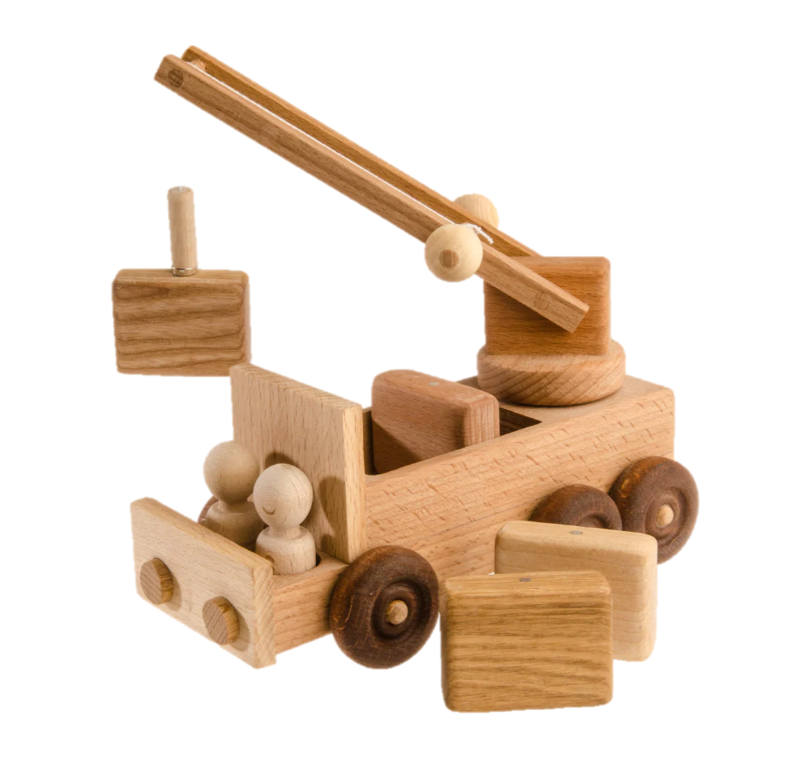 PoppyBabyCo Wooden Crane Toy Truck
