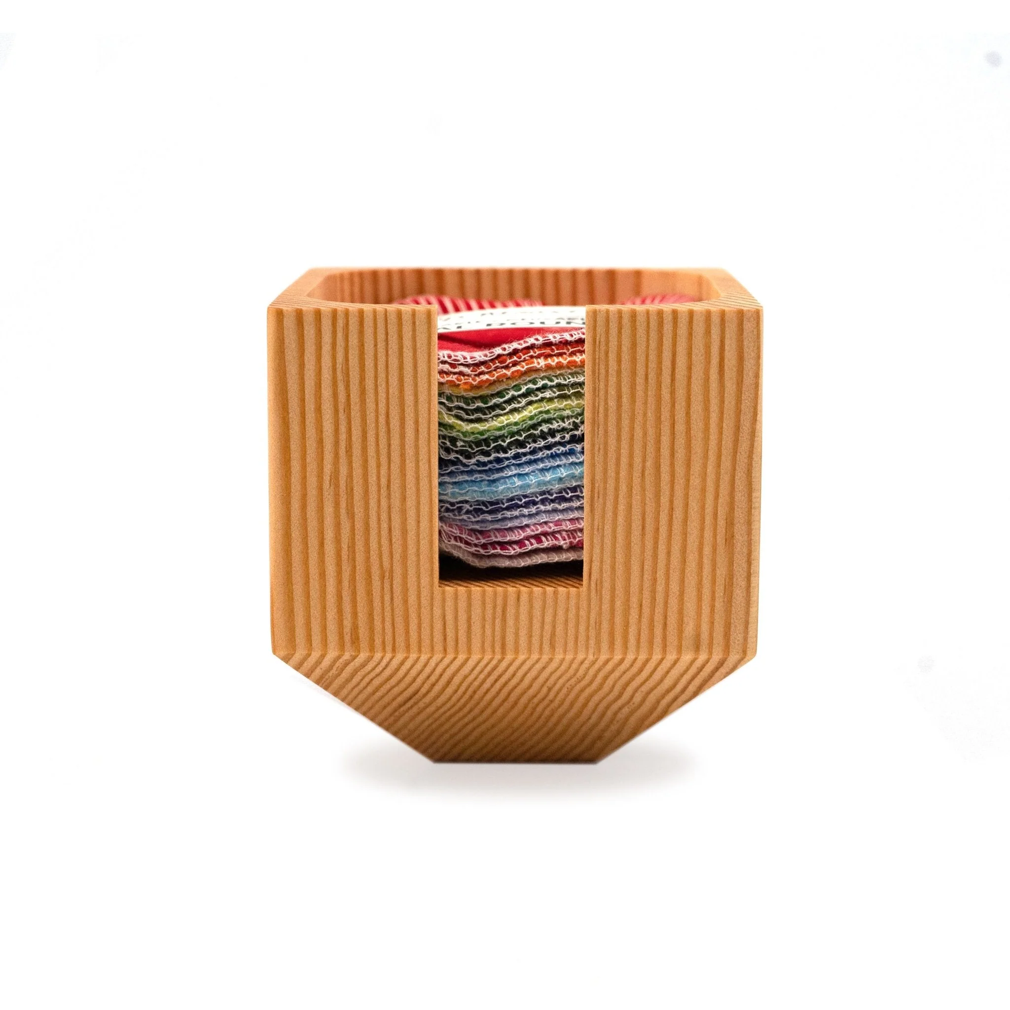 Wooden Facial Round Container with 20-Pack of Reusable Facial Rounds: Rainbow - Image 3