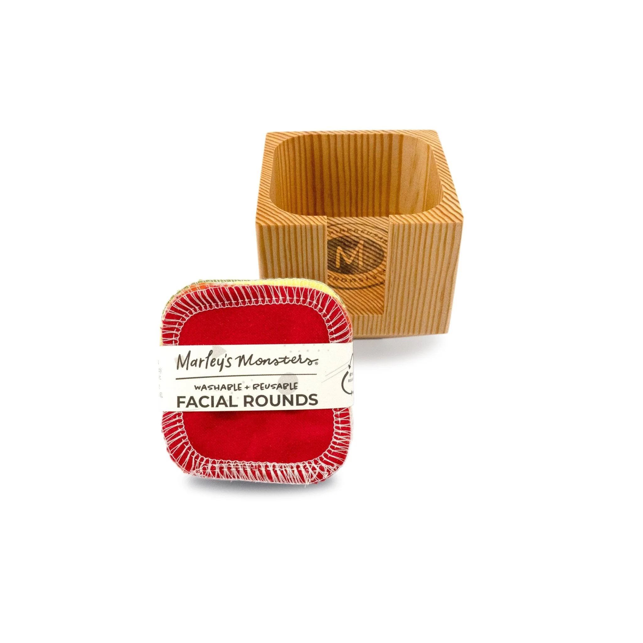 Wooden Facial Round Container with 20-Pack of Reusable Facial Rounds: Rainbow - Image 4