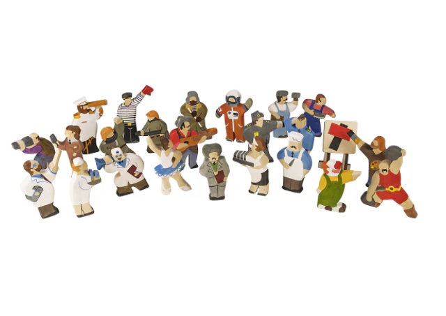 PoppyBabyCo Wooden Figurines Toys Professionals set of 23