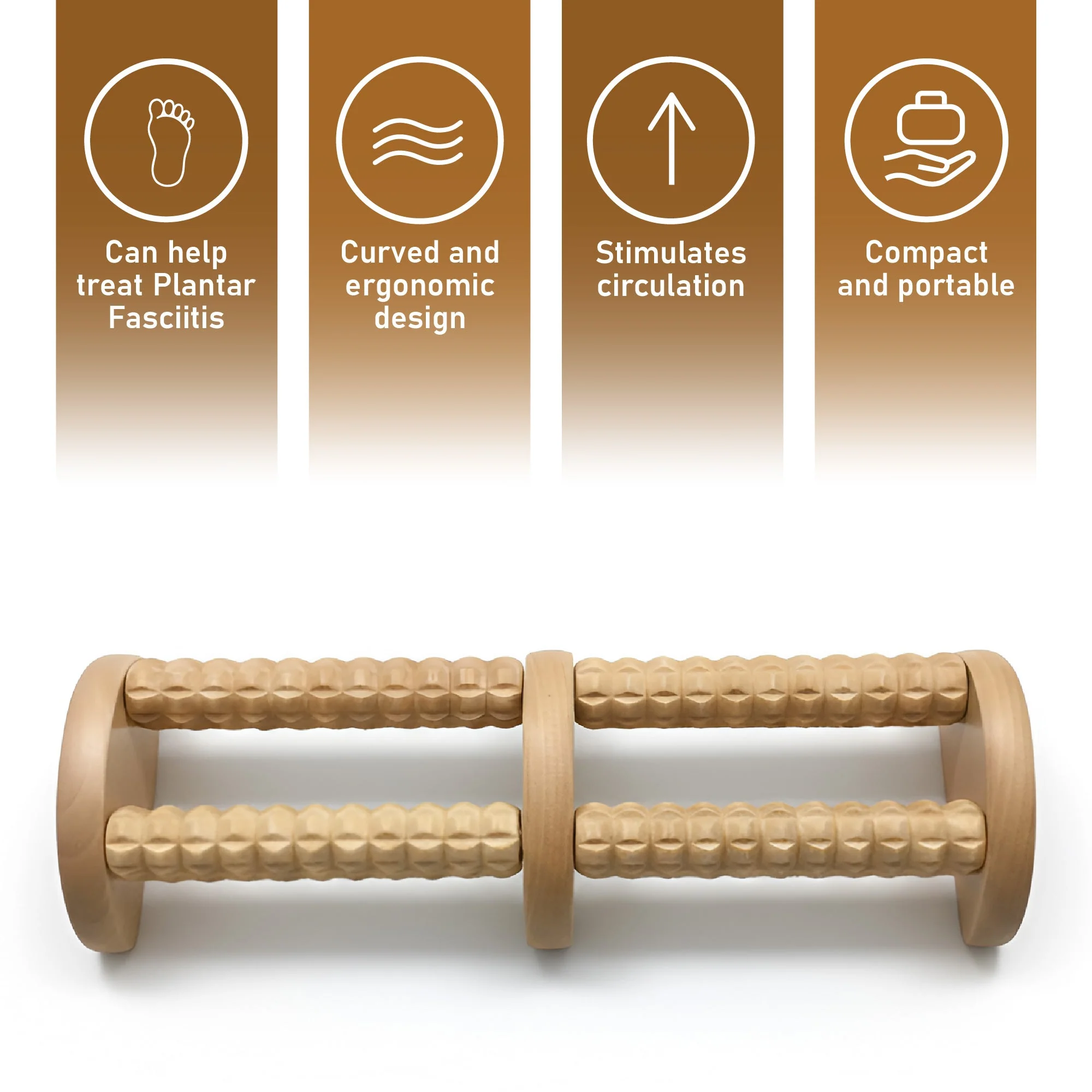 Pursonic Wooden Foot Massager with Dual Rollers - Image 2