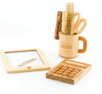 PoppyBabyCo Wooden Pretend and Play Office Set