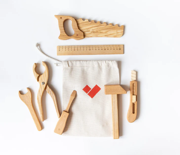 PoppyBabyCo Wooden Tool Kit For Toddlers