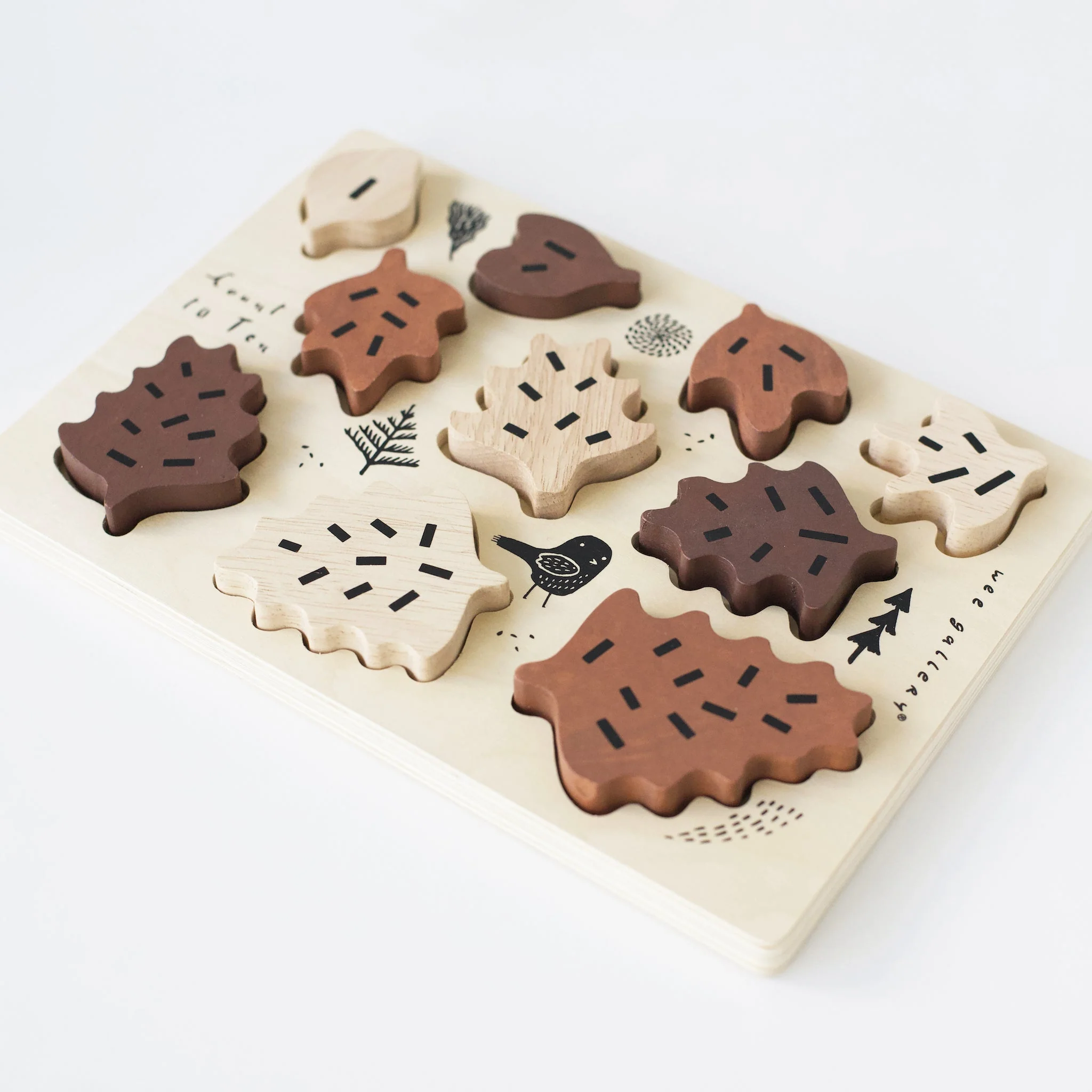 Wee Gallery Wooden Tray Puzzle - Count to 10 Leaves - Image 3