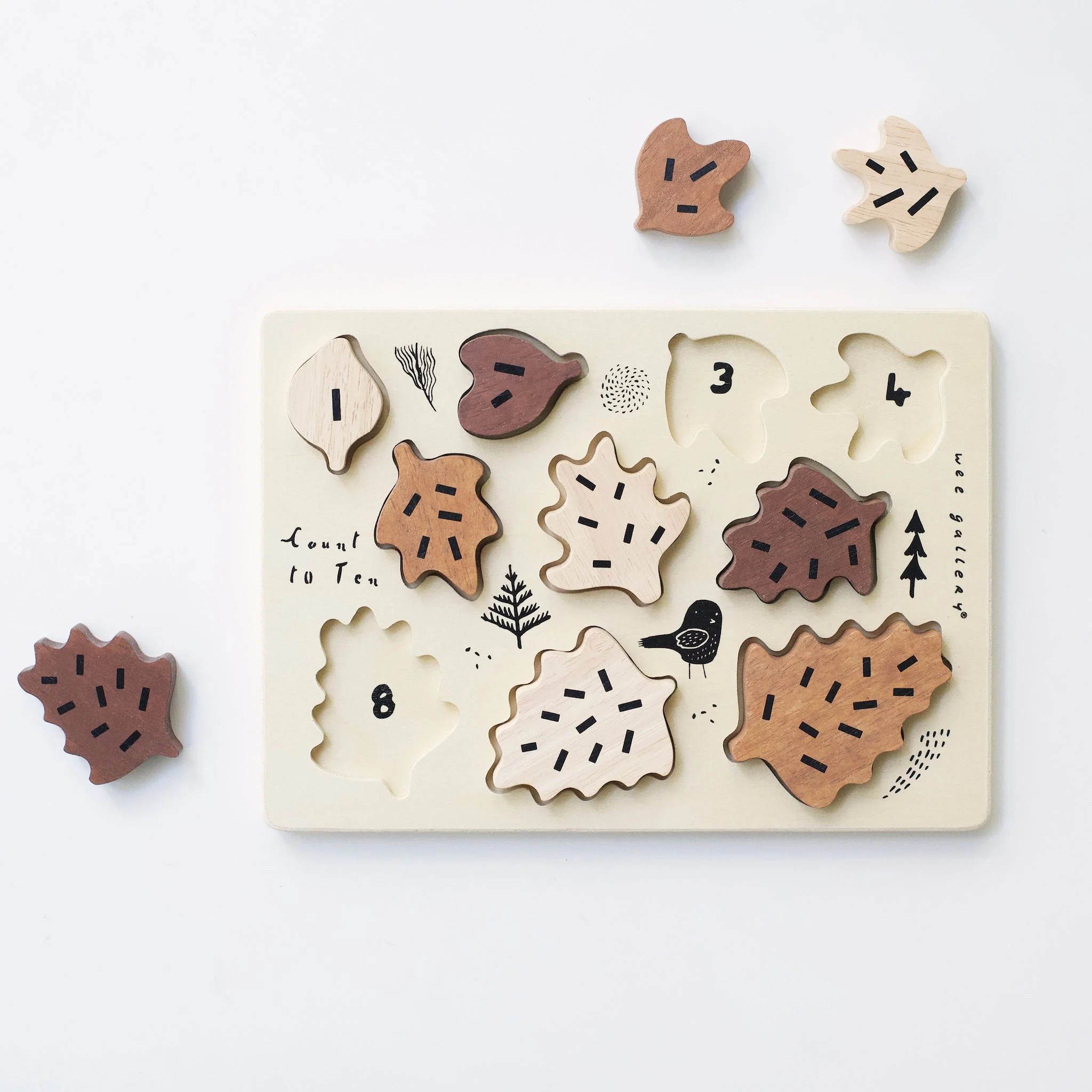 Wee Gallery Wooden Tray Puzzle - Count to 10 Leaves - Image 5