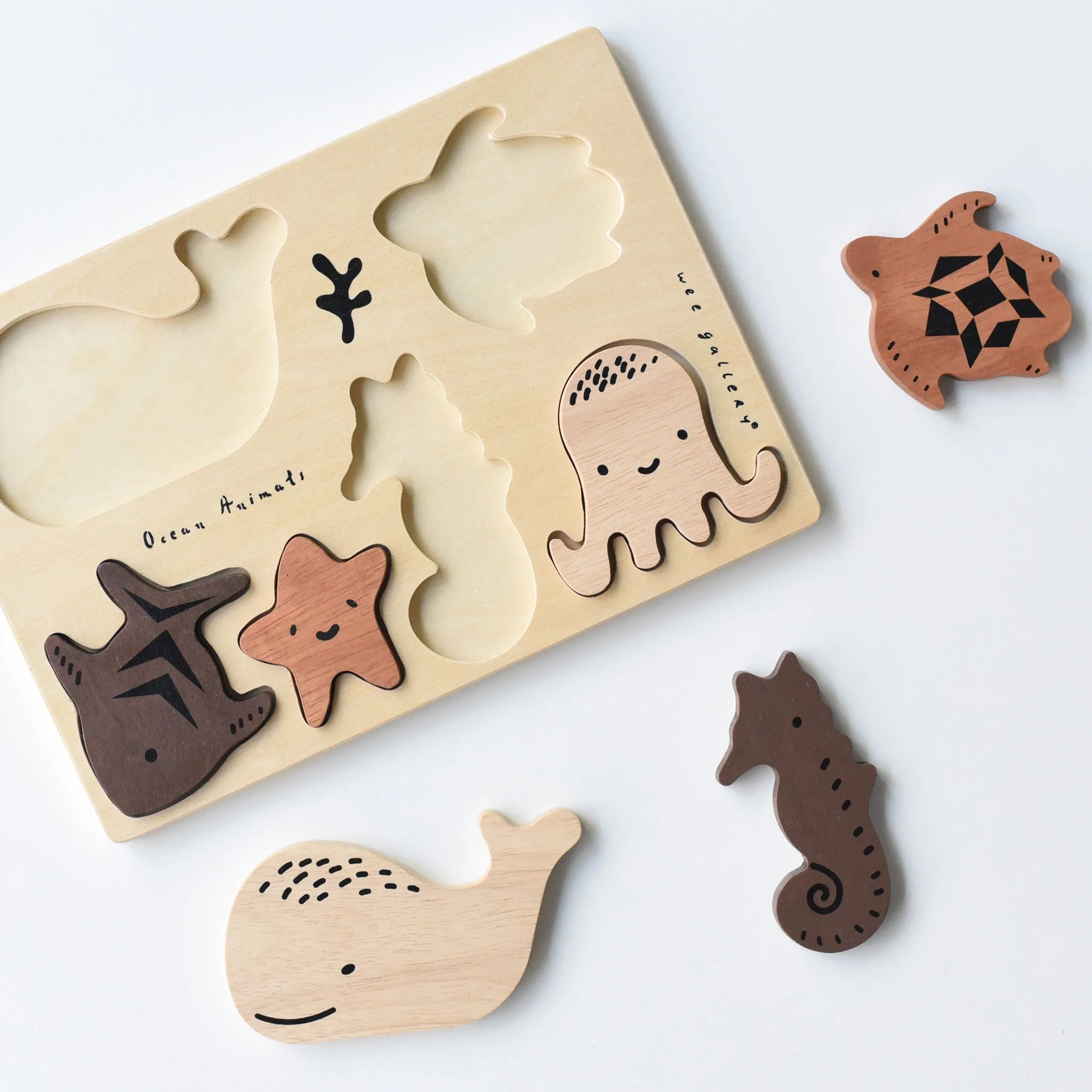 Wee Gallery Wooden Tray Puzzle - Ocean Animals - Image 4