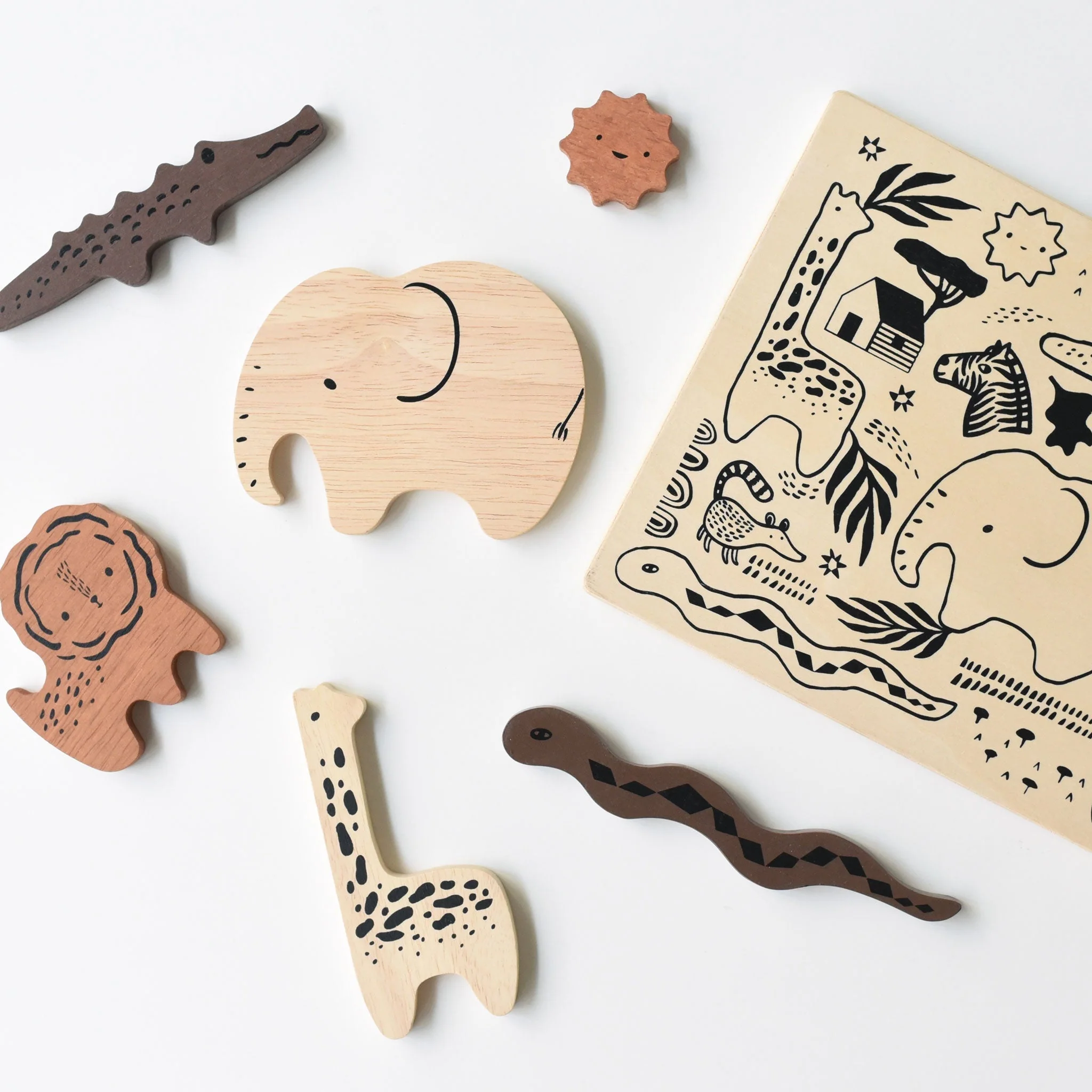 Wee Gallery Wooden Tray Puzzle - Safari Animals - Image 3
