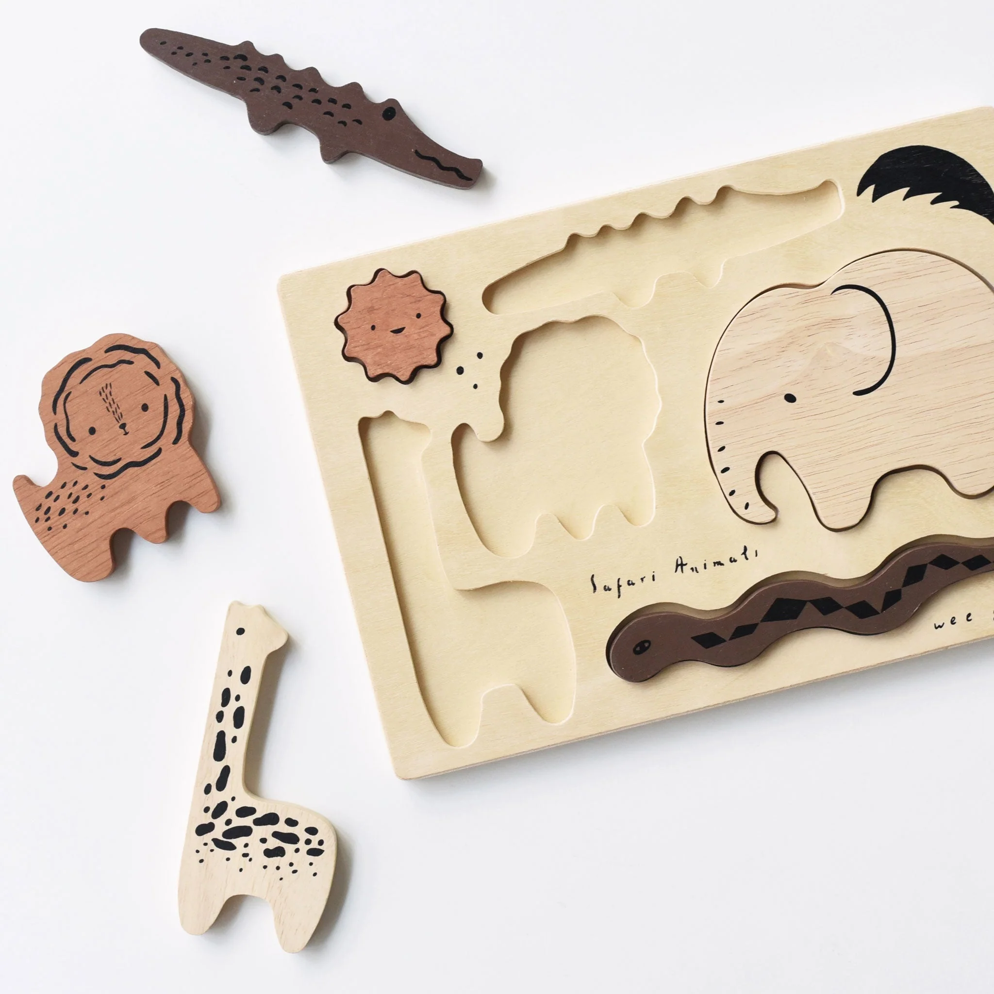 Wee Gallery Wooden Tray Puzzle - Safari Animals - Image 4