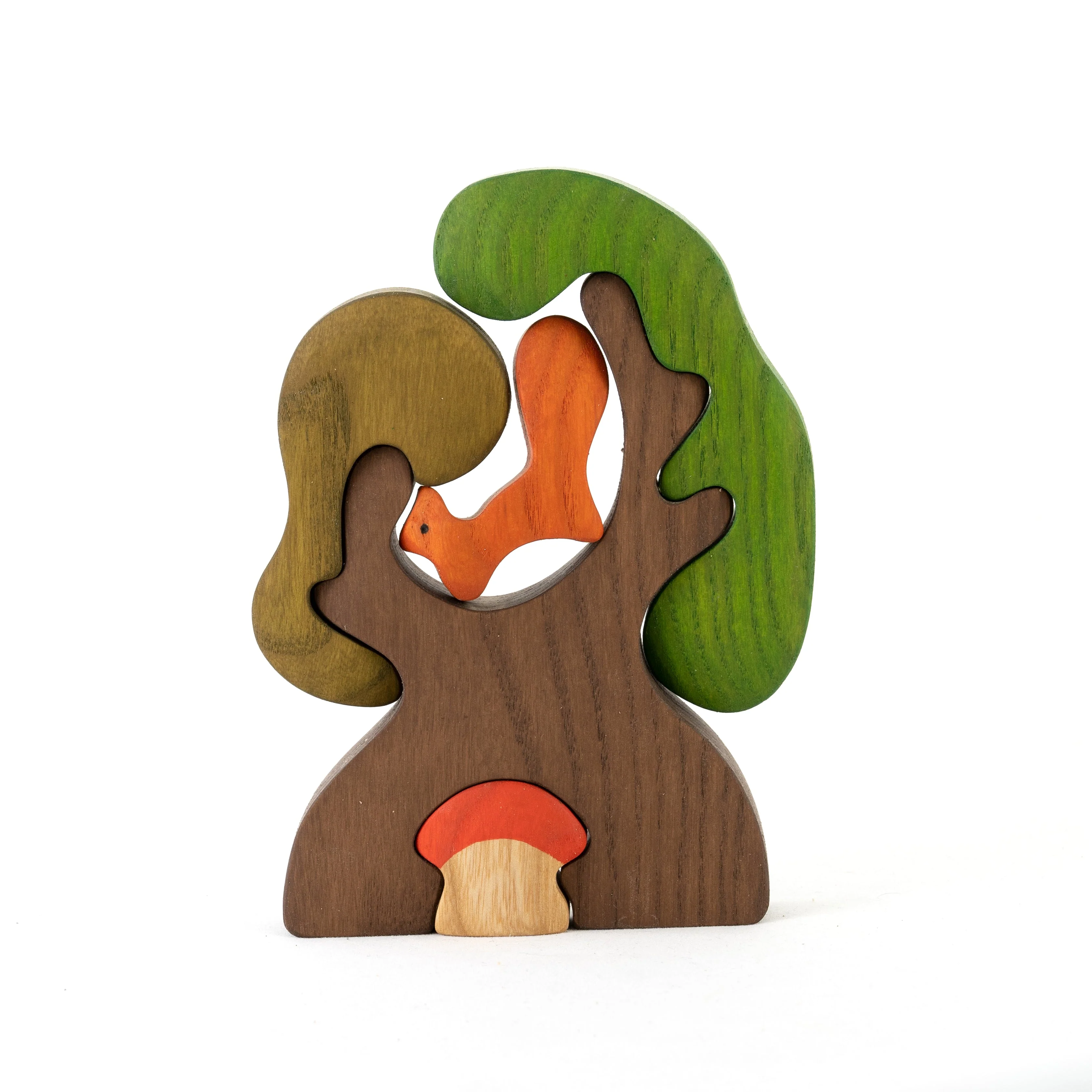 PoppyBabyCo Wooden Tree with Squirrel and the mushroom Puzzle