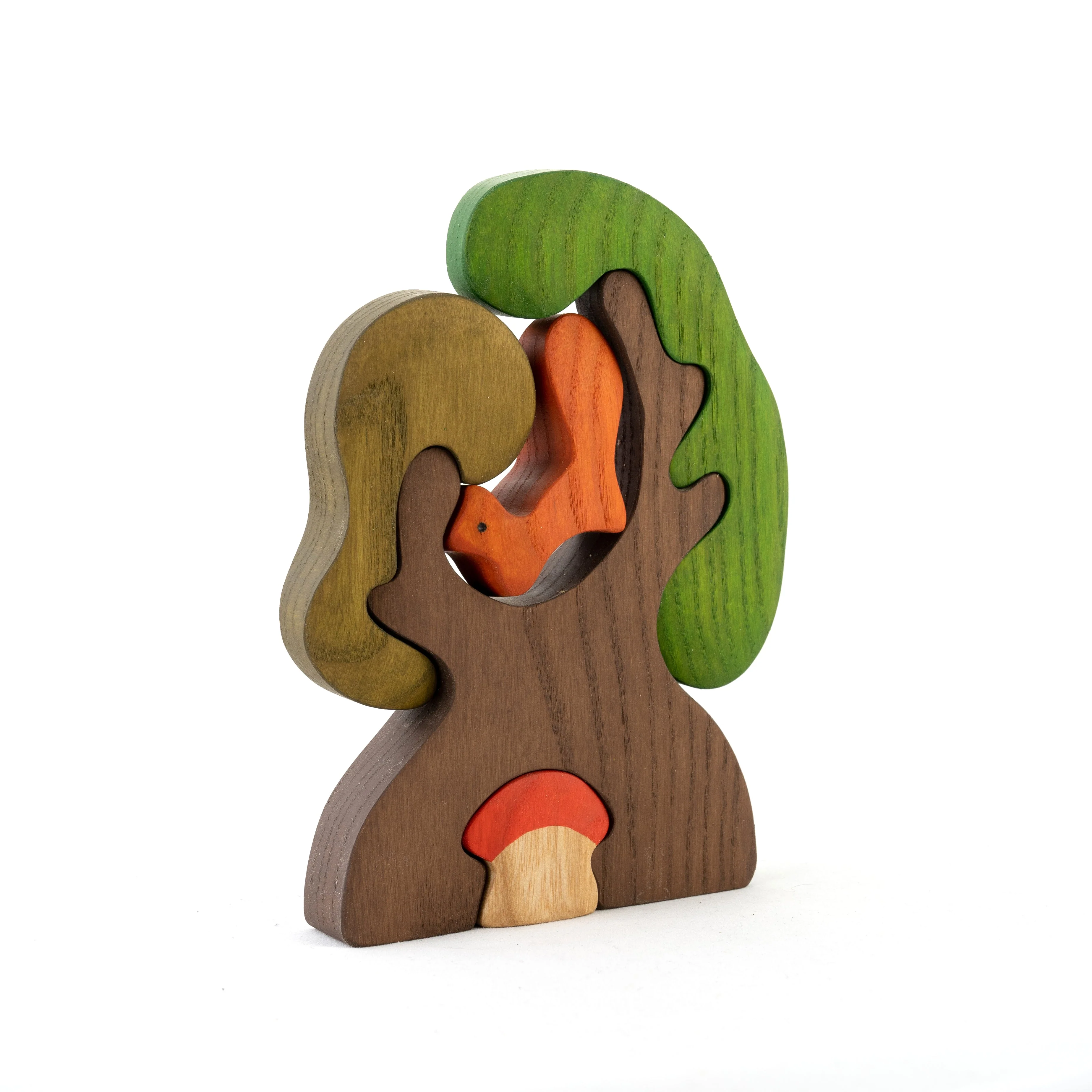 PoppyBabyCo Wooden Tree with Squirrel and the mushroom Puzzle - Image 3