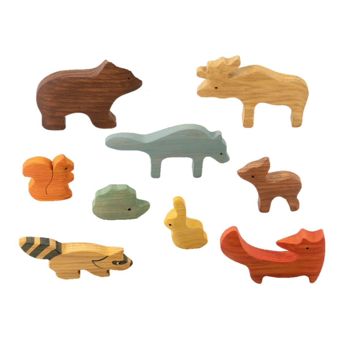 PoppyBabyCo Wooden Woodland Animals set of 9