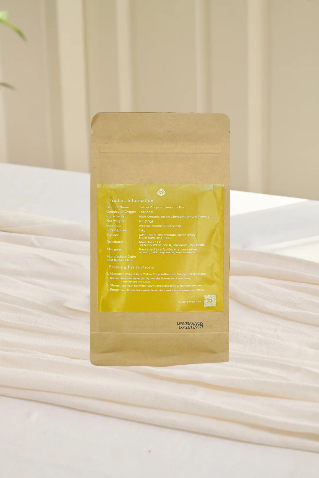 Mala Tara Yellow Chrysanthemum Whole Flower Tea Pouch - Image 4