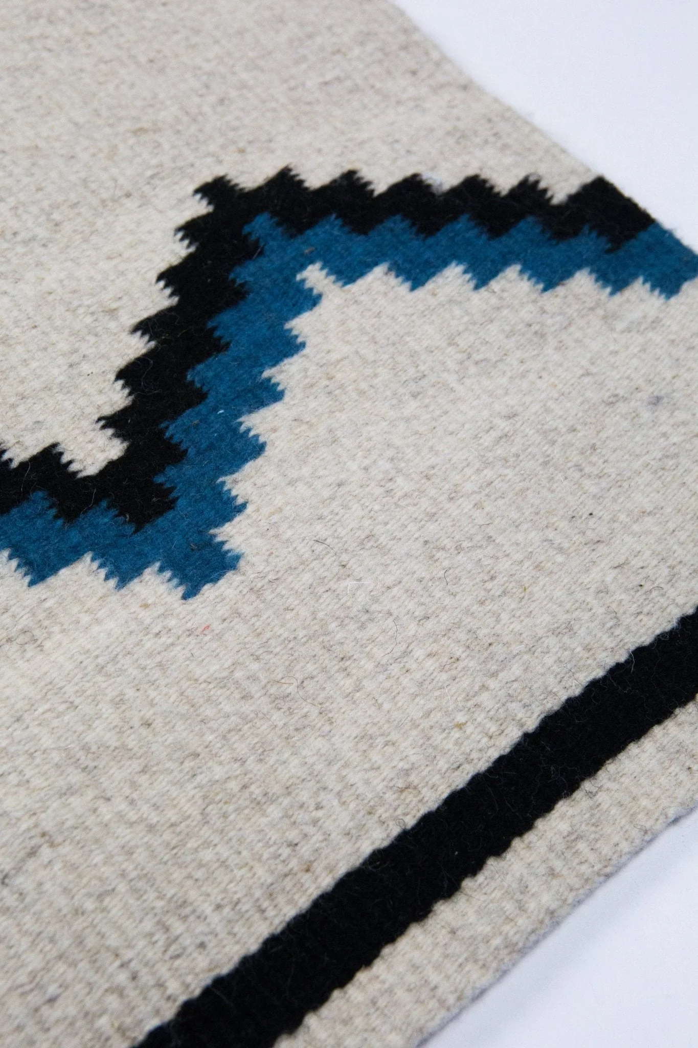 Archive New York Zapotec Blue & Black Zig Zag Rug #6 - Image 4