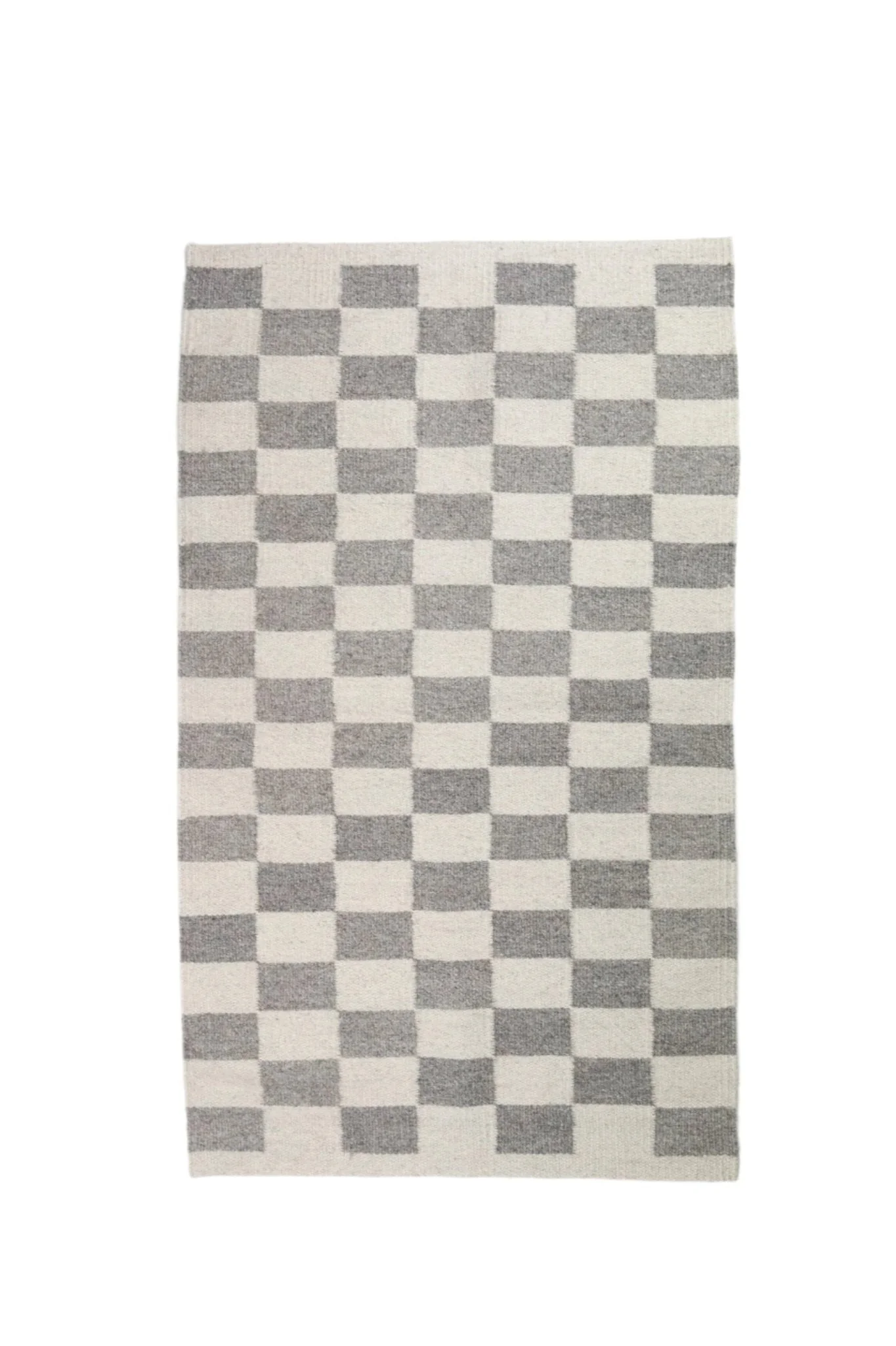 Archive New York Zapotec Checkered Rug in Grey & Ivory - Image 2