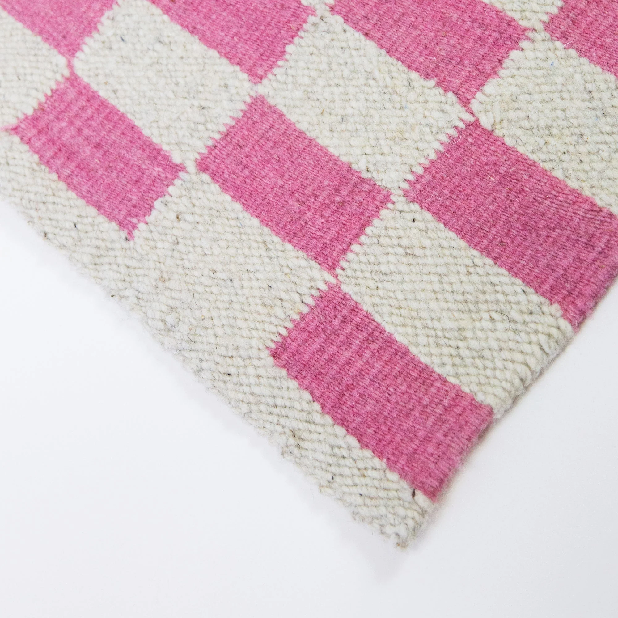 Archive New York Zapotec Checkered Rug in Pink & Ivory - Image 4