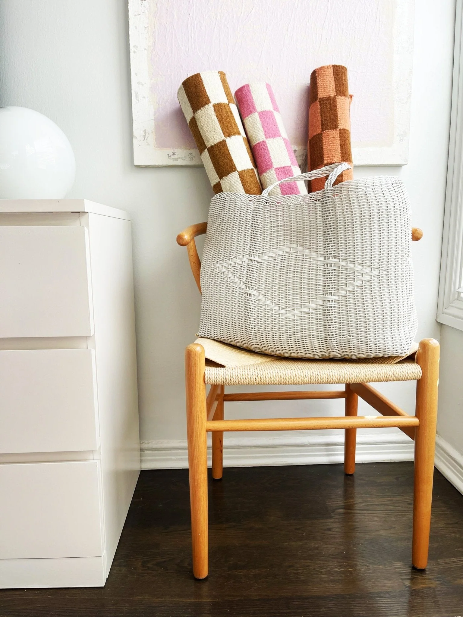 Archive New York Zapotec Checkered Rug in Pink & Ivory - Image 5